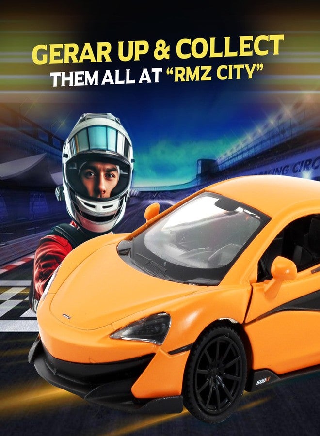 آر إم زد سيتي سيارة ماكلارين 600LT لعبة من المعدن المصبوب من Rmz City، مقاس 5 بوصات، بمقياس 1:37 | سيارة مرخصة قابلة للتحصيل مع أبواب قابلة للفتح وآلية سحب للخلف | سلسلة عالمية للأطفال ومحبي السيارات | برتقالي مطفي - Image 5